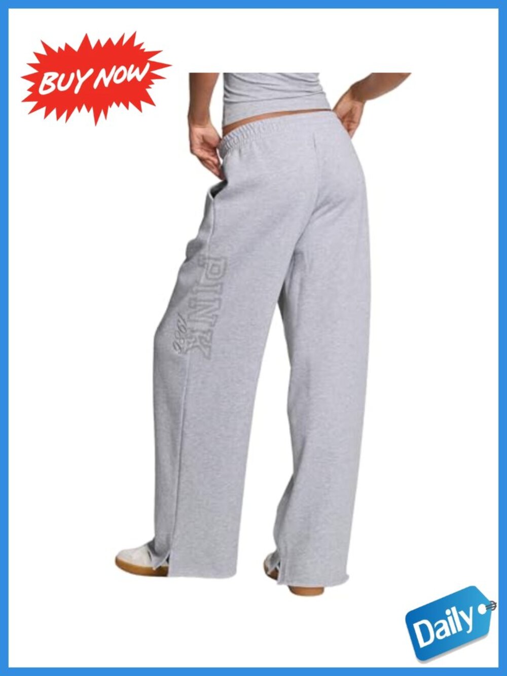 Victoria's Secret Pink Campus Fleece Wide-Leg Split-Hem Sweatpants